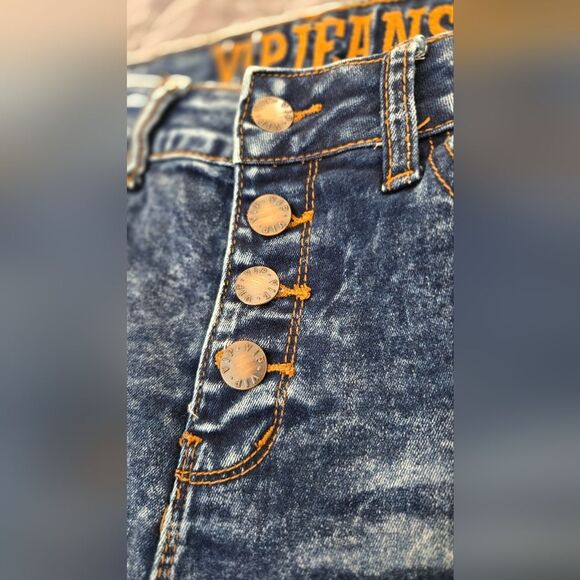 VIP Distressed Skinny Blue Jeans - Picture 4 of 11